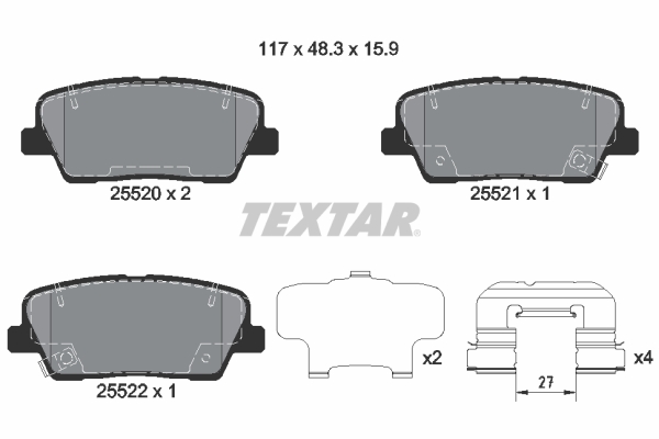 TEXTAR 2552008 Fékbetét készlet, tárcsafék