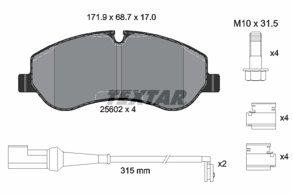 TEXTAR TEX 2560201 Fékbetét készlet, tárcsafék