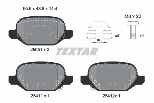 TEXTAR 2565101 Fékbetét készlet, tárcsafék