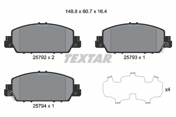 TEXTAR TEX 2579201 Fékbetét készlet, tárcsafék