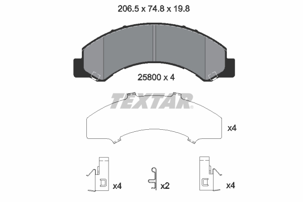 TEXTAR 2580001 Fékbetét készlet, tárcsafék