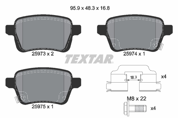 TEXTAR 2597301 Fékbetét készlet, tárcsafék