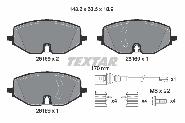 TEXTAR 2616901TX Fékbetét készlet, tárcsafék