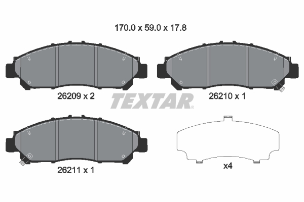 TEXTAR 2620901 Fékbetét készlet, tárcsafék