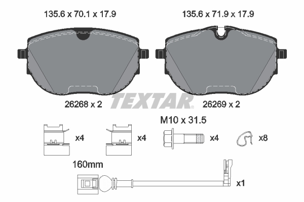 TEXTAR 2626801 fékbetétkészlet, tárcsafék