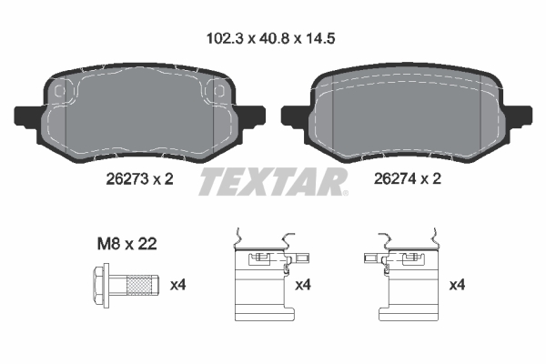 TEXTAR 2627301 fékbetétkészlet, tárcsafék