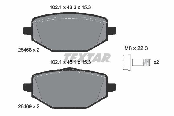 TEXTAR 2646801 fékbetétkészlet, tárcsafék