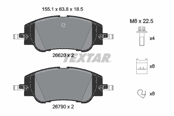 TEXTAR 2662001 KLOCKI HAM. CITROEN P. C4 1,2/1,5 BLUEHDI 21-