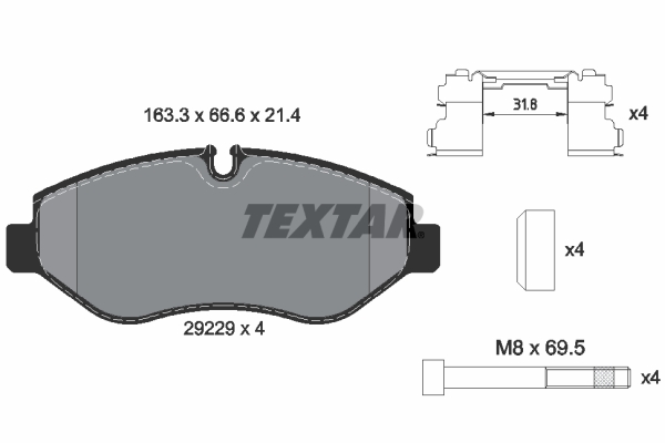 TEXTAR 225 964 2922901 - Fékbetét készlet, tárcsafék