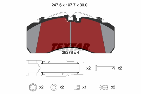 TEXTAR 1001205027 2927801 TEX - Fékbetét készlet, tárcsafék