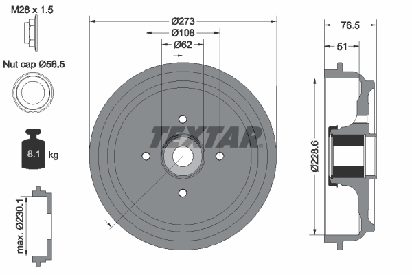 TEXTAR 94037900 FÉKDOB