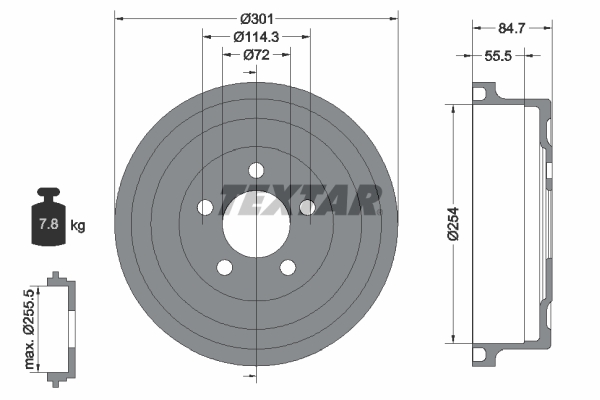 TEXTAR 94040100TX Fékdob