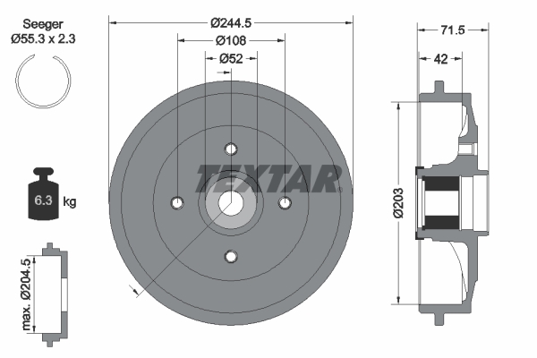 TEXTAR 94041200TX 94041200TX FÉKDOB (CSAK PÁRBAN RENDELHETO) - TEXTA