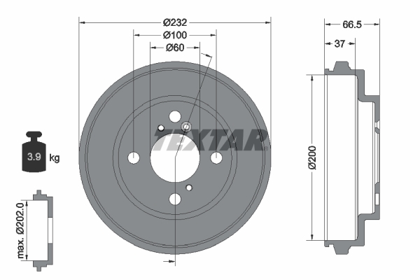 TEXTAR TEX94044300 Fékdob