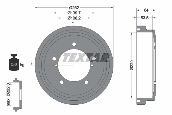 TEXTAR 94045700TX 94045700TX TAMBUR FRANA (LIVRABIL NUMAI PERECHE) -