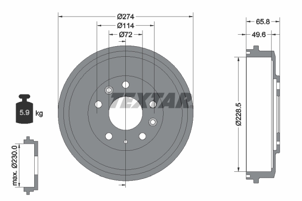 TEXTAR TEX94047300 Fékdob