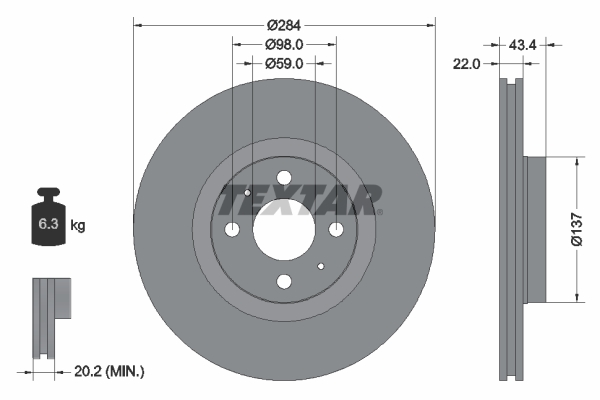 TEXTAR TEX 92053503 Féktárcsa