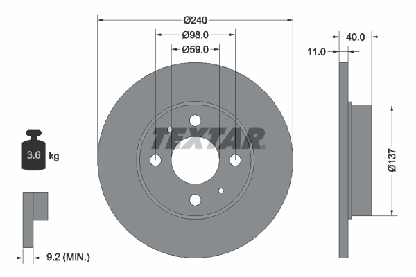 TEXTAR TEX 92061103 Féktárcsa