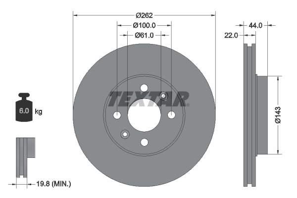 TEXTAR TEX92064803 Féktárcsa