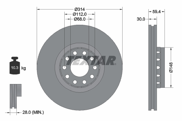 TEXTAR TEX 92073200 Féktárcsa