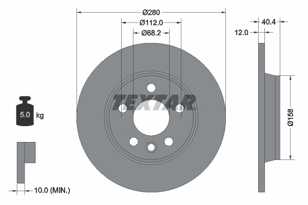 TEXTAR TEX 92083903 Féktárcsa