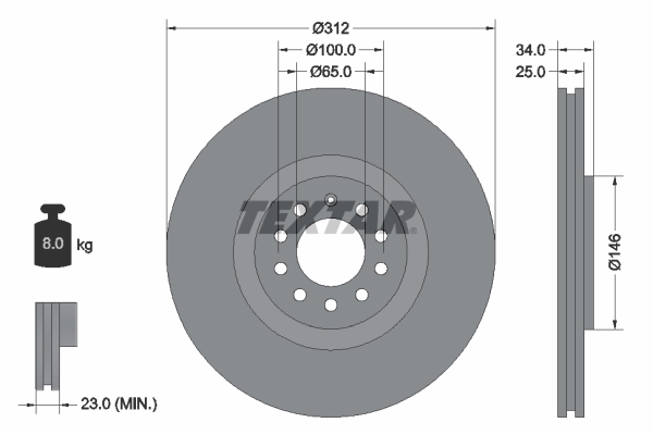 TEXTAR TEX 92098505 Féktárcsa