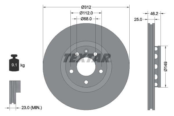 TEXTAR TEX 92106105 Féktárcsa