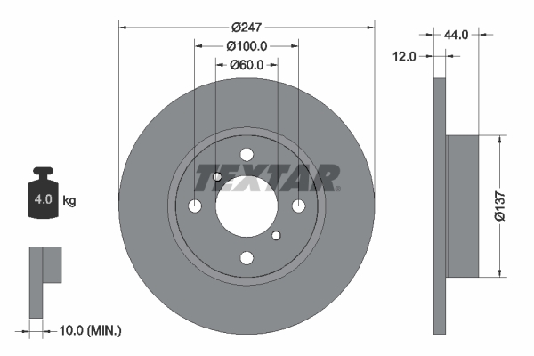 TEXTAR TEX 92110803 Féktárcsa