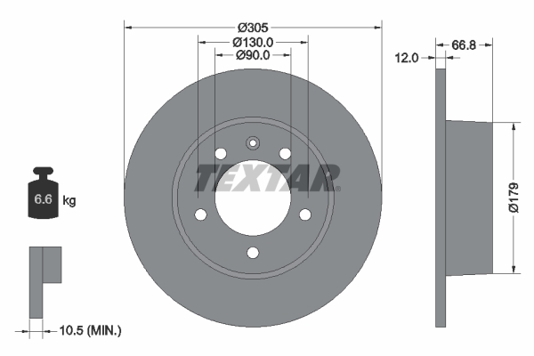 TEXTAR TEX 92111203 Féktárcsa