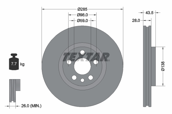 TEXTAR TEX 92115003 Féktárcsa