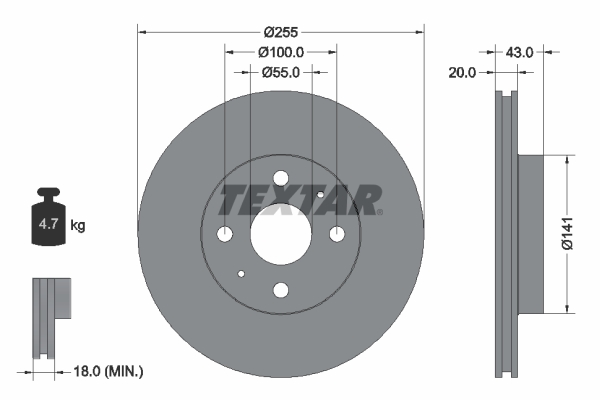 TEXTAR TEX 92115603 Féktárcsa