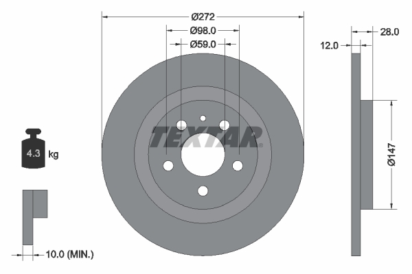 TEXTAR TEX 92118203 Féktárcsa