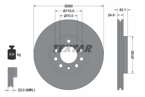 TEXTAR TEX 92118703 Féktárcsa