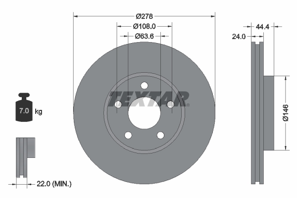 TEXTAR TEX 92124803 Féktárcsa