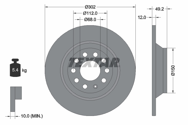 TEXTAR TEX 92132503 Féktárcsa