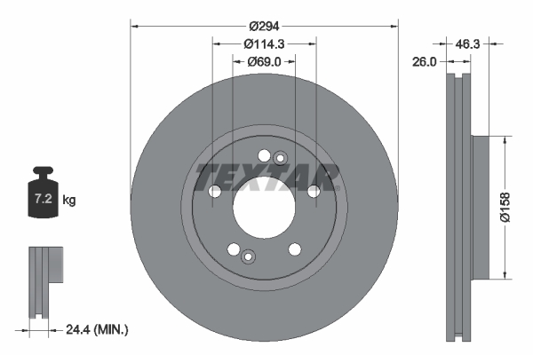 TEXTAR TEX 92136403 Féktárcsa