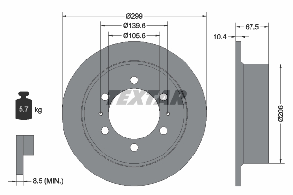 TEXTAR TEX 92138500 Féktárcsa