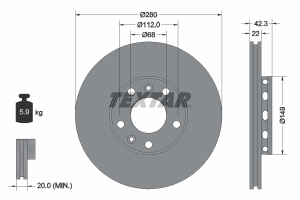 TEXTAR TEX 92152203 FÉKTÁRCSA 1020210