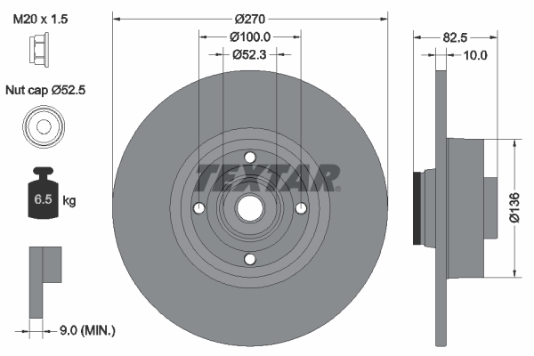 TEXTAR 92154503 TEX Féktárcsa