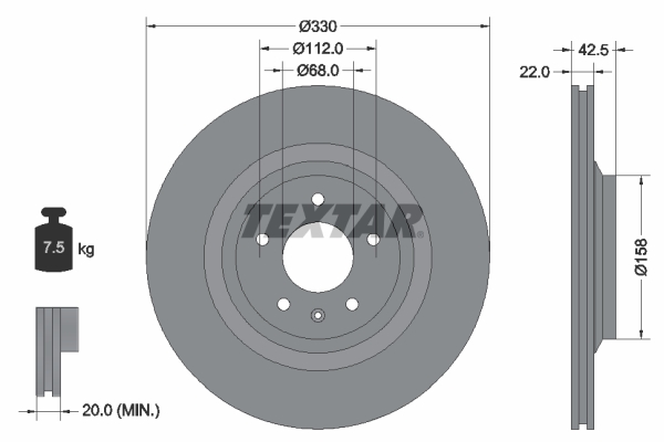 TEXTAR TEX 92160403 Féktárcsa