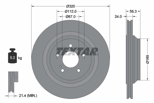 TEXTAR TEX 92160705 Féktárcsa