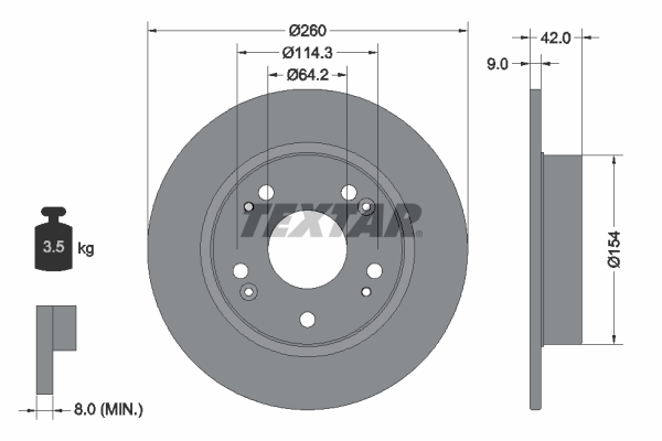 TEXTAR TEX 92164303 Féktárcsa