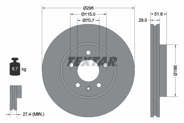 TEXTAR TEX 92165405 Féktárcsa