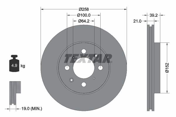 TEXTAR TEX 92165903 Féktárcsa