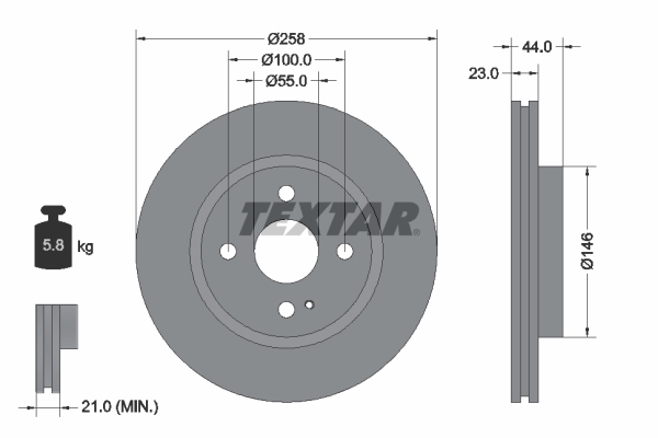 TEXTAR TEX 92166803 Féktárcsa