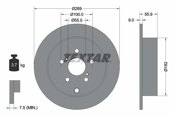 TEXTAR TEX 92170403 Féktárcsa