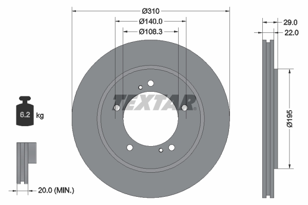 TEXTAR TEX 92170503 Féktárcsa