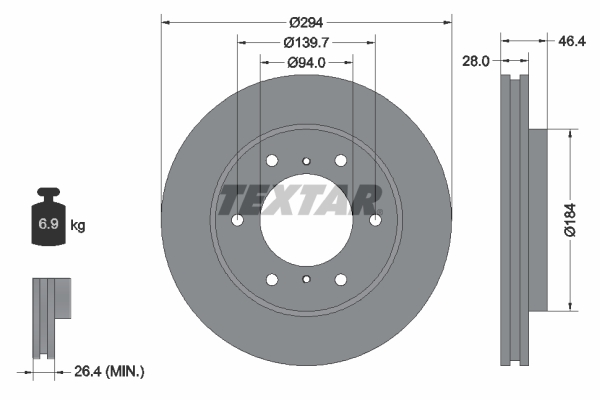 TEXTAR TEX 92180203 Féktárcsa