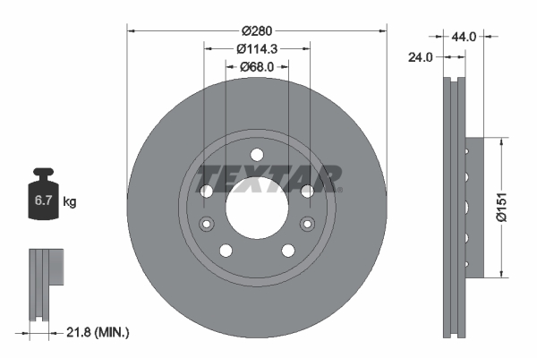 TEXTAR TEX 92195505 Féktárcsa