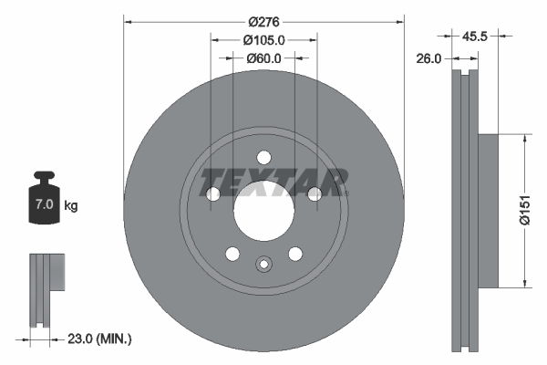 TEXTAR TEX 92198903 Féktárcsa